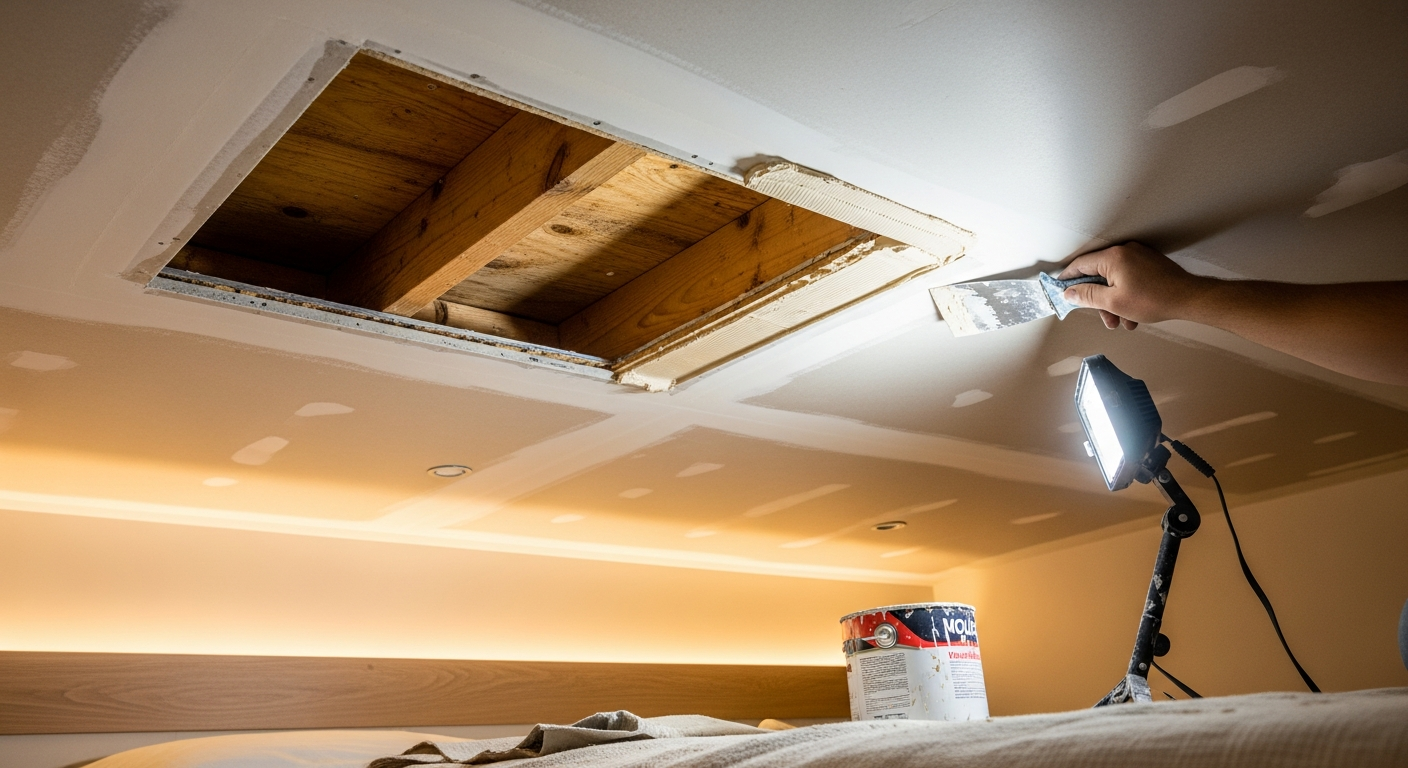 Final result of a ceiling repair project at a Milton residence
