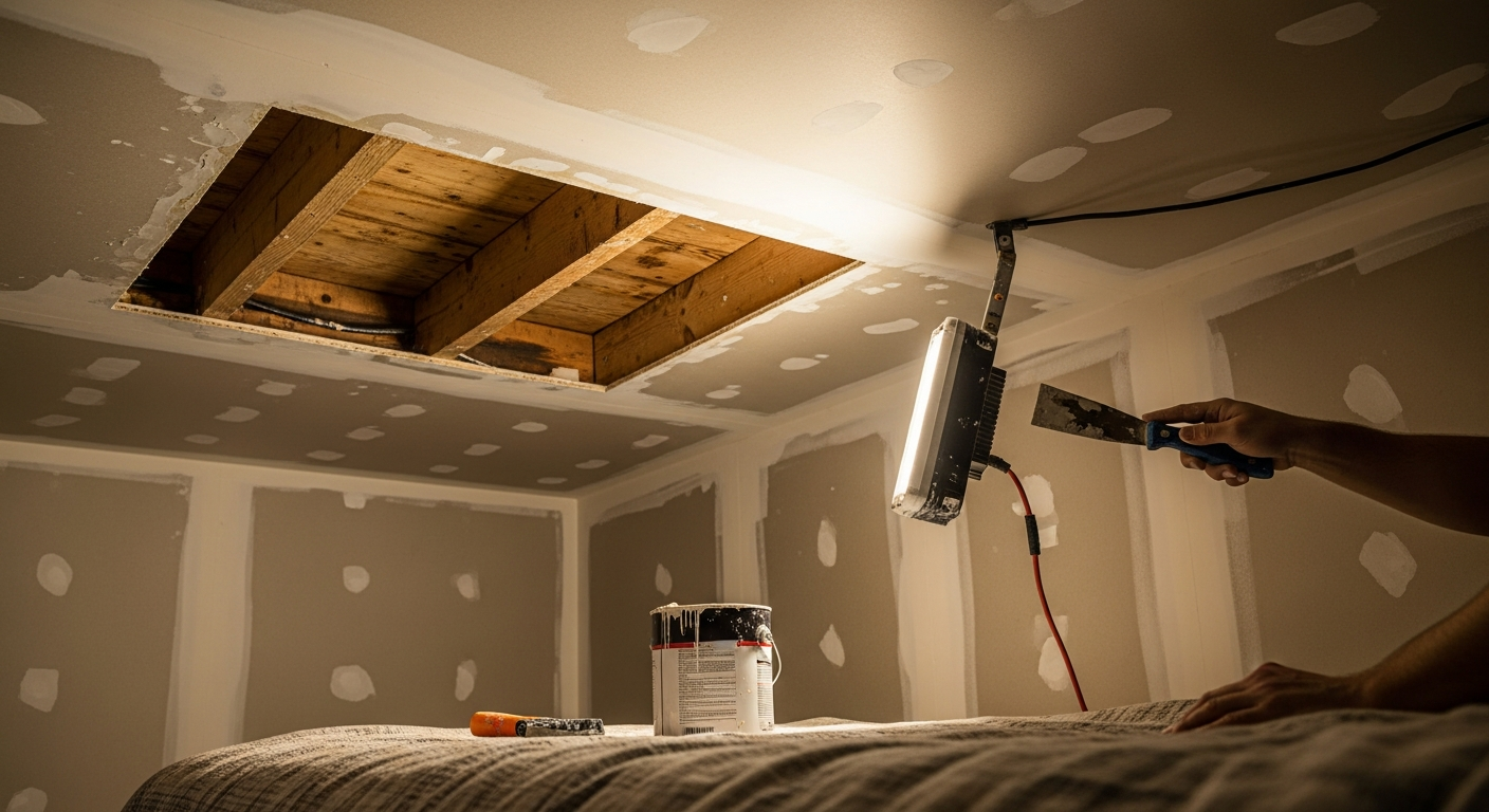 Final result of a ceiling repair project at a Mississauga residence