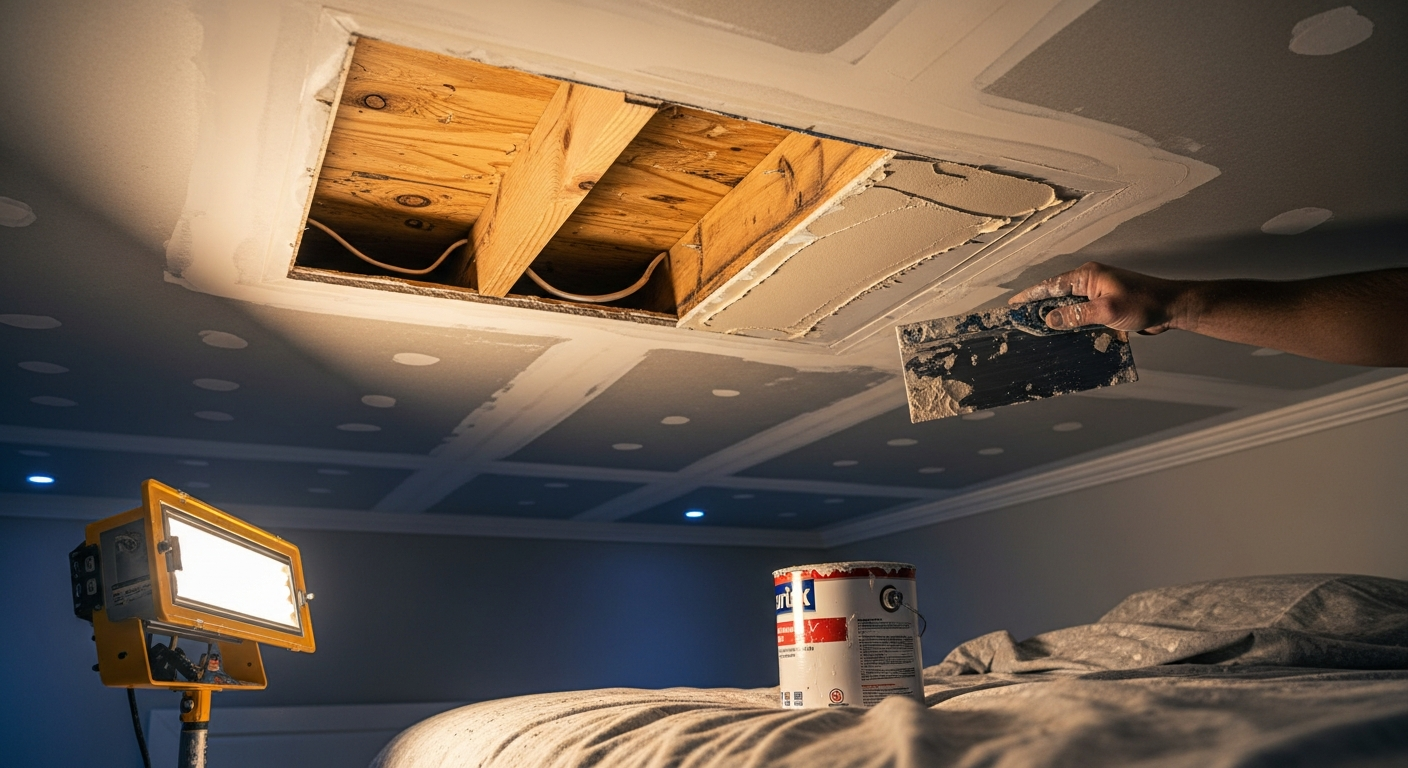 On-site ceiling repair install detail at a Newmarket property