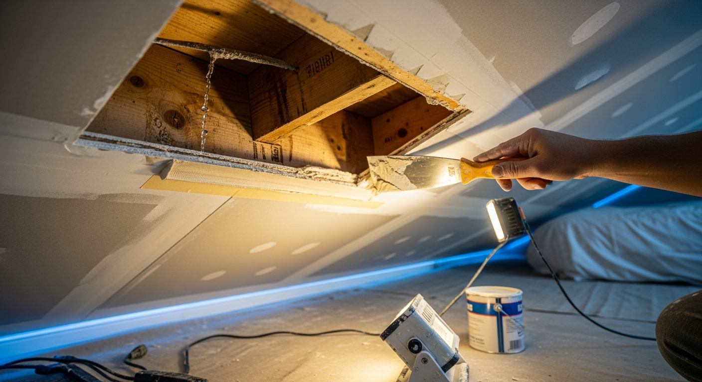 Recently completed ceiling repair renovation in a Whitby home