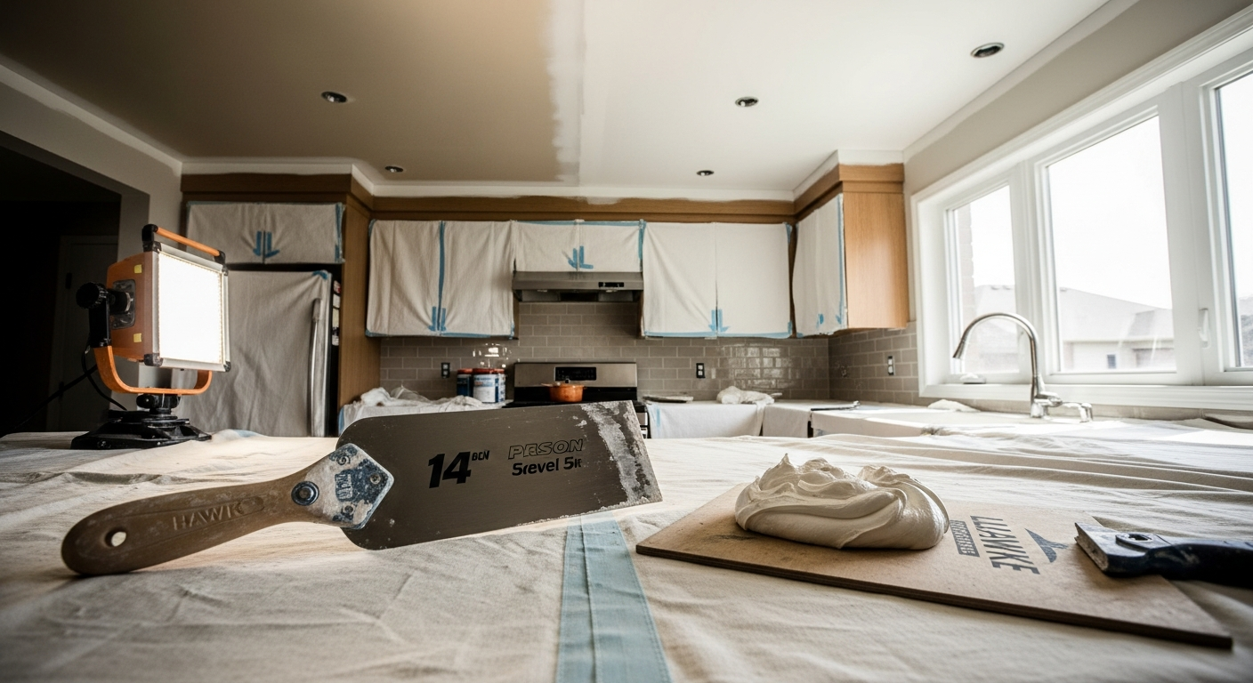 Ceiling Texture Application project in Etobicoke — RenoHouse quality standard completed work