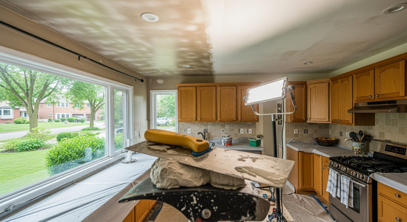 Final result of a ceiling texture application project at a Oshawa residence