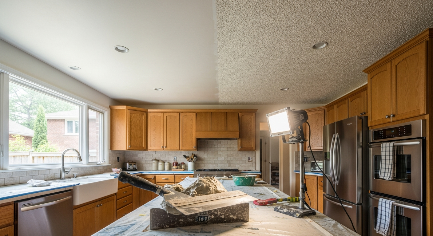 Final result of a ceiling texture application project at a Scarborough residence