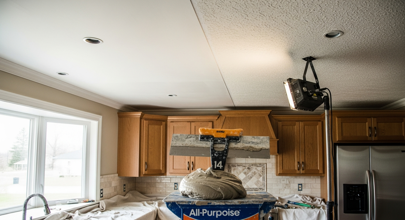 Ceiling Texture Application portfolio close-up from a Scugog renovation by RenoHouse
