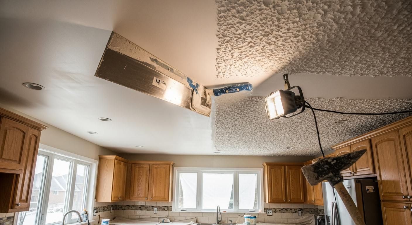 Final result of a ceiling texture application project at a Whitby residence