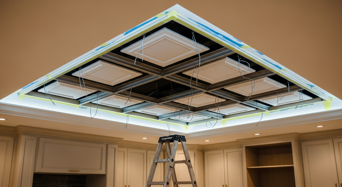 Brock ceiling tile installation & repair portfolio sample — finished by licensed RenoHouse crew