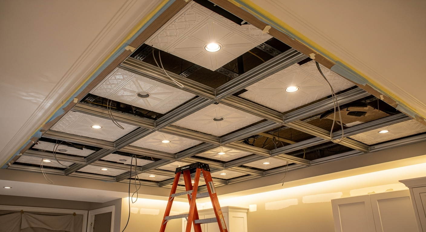 Clarington ceiling tile installation & repair portfolio sample — finished by licensed RenoHouse crew