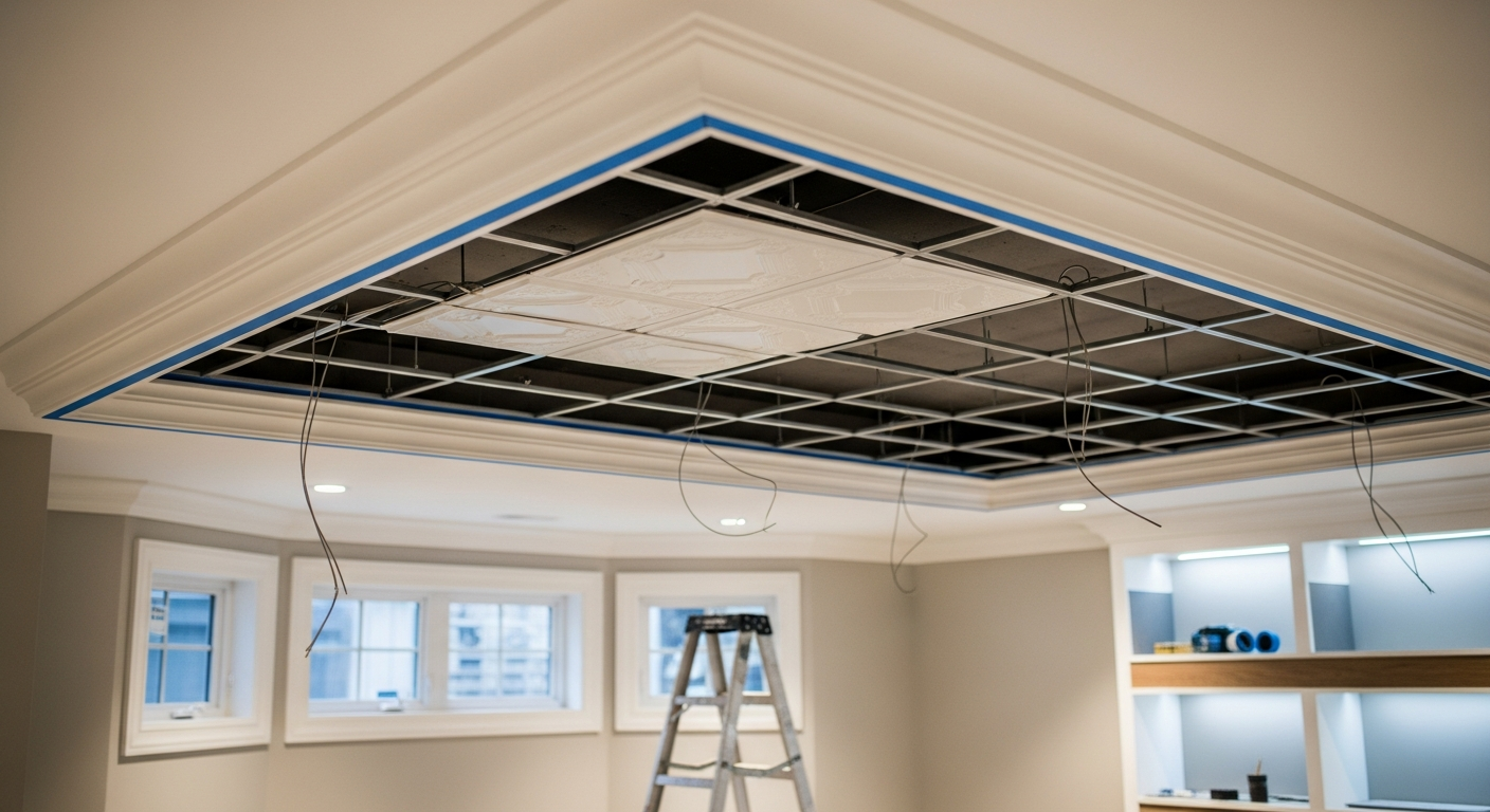 Professional ceiling tile installation & repair project completed by RenoHouse in Markham — quality workmanship guaranteed