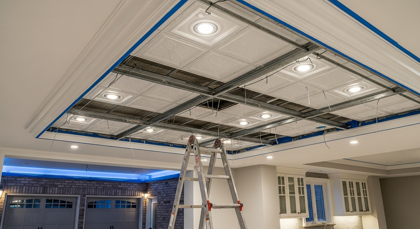 Milton ceiling tile installation & repair portfolio sample — finished by licensed RenoHouse crew