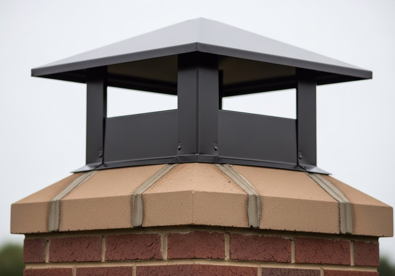 Close-up detail of professionally completed chimney cap installation work