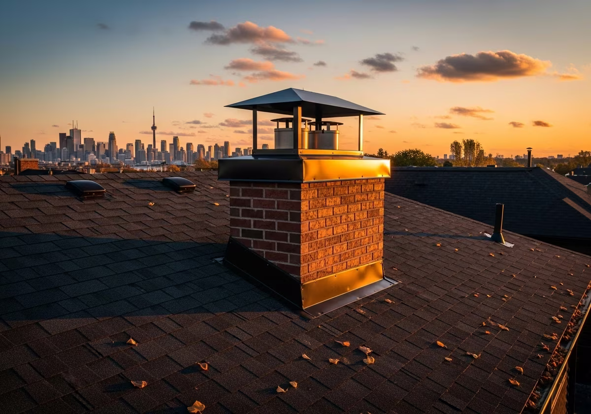 Completed chimney cap installation in Toronto home rooftop home - finished result