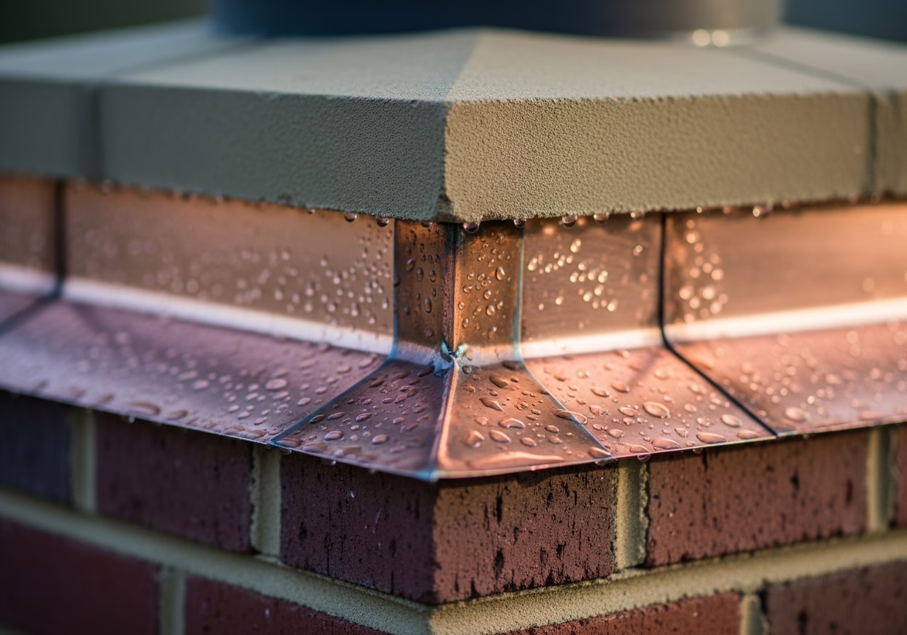 Close-up detail of finished chimney inspection