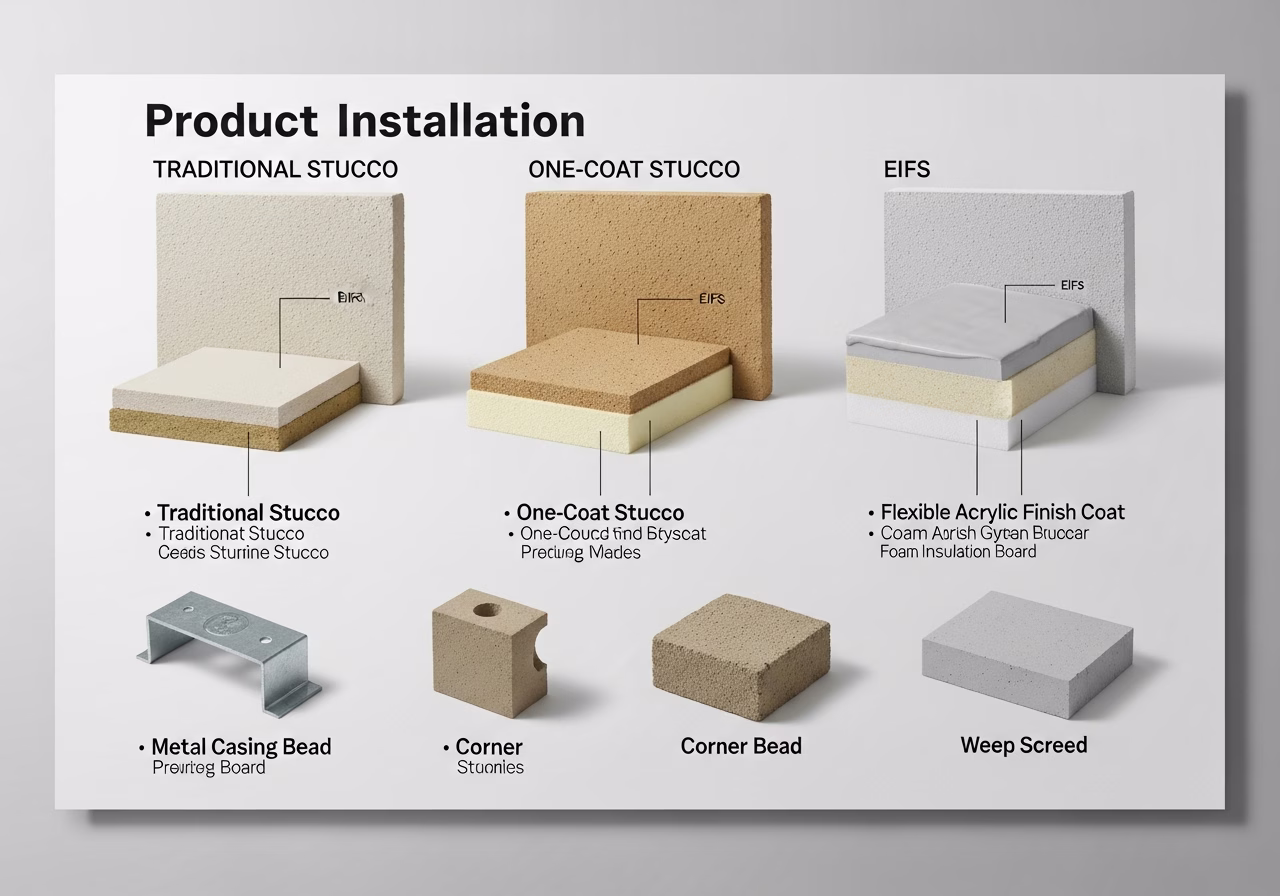 Stucco Exterior Installation brand and material comparison