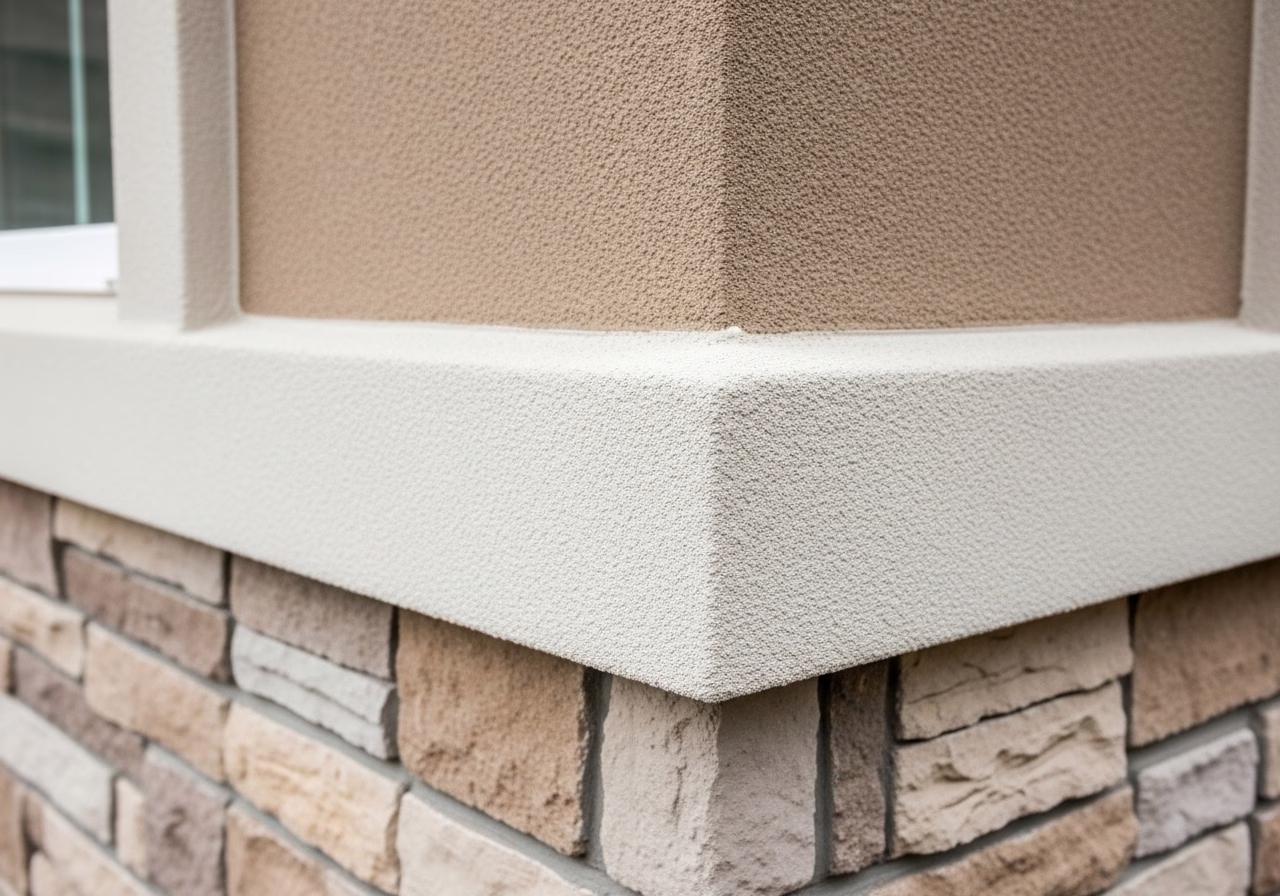 Close-up detail of professionally completed Stucco Exterior Installation