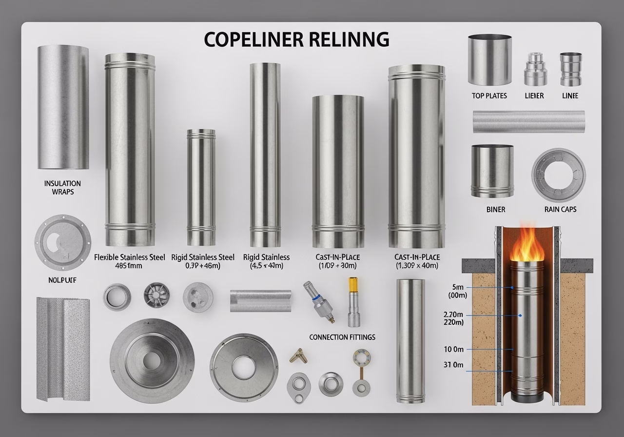 Brand and material comparison for chimney liner relining