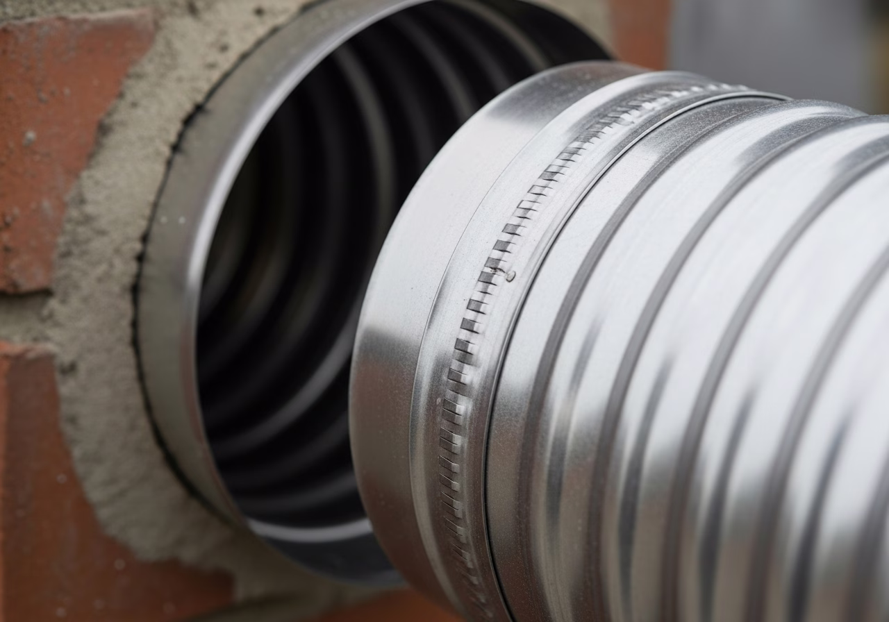 Close-up detail of professionally completed chimney liner relining work