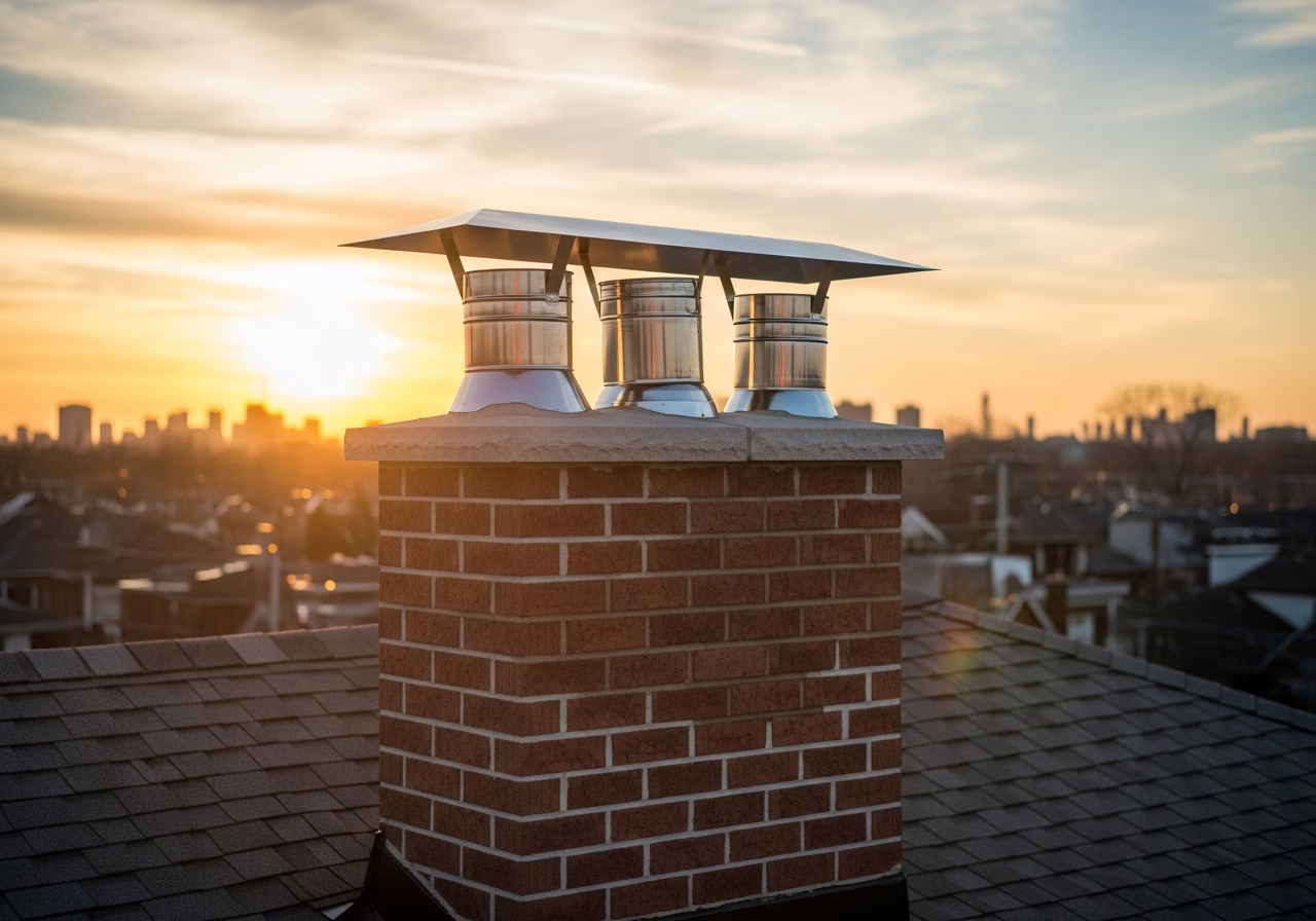 Completed chimney liner relining in Toronto chimney top home - finished result