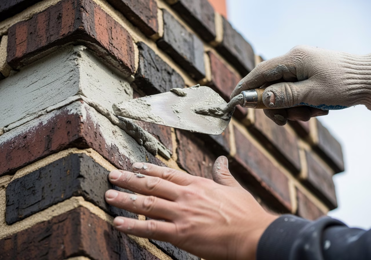 Tuckpointing Toronto Victorian chimney with fresh mortar — heritage masonry restoration