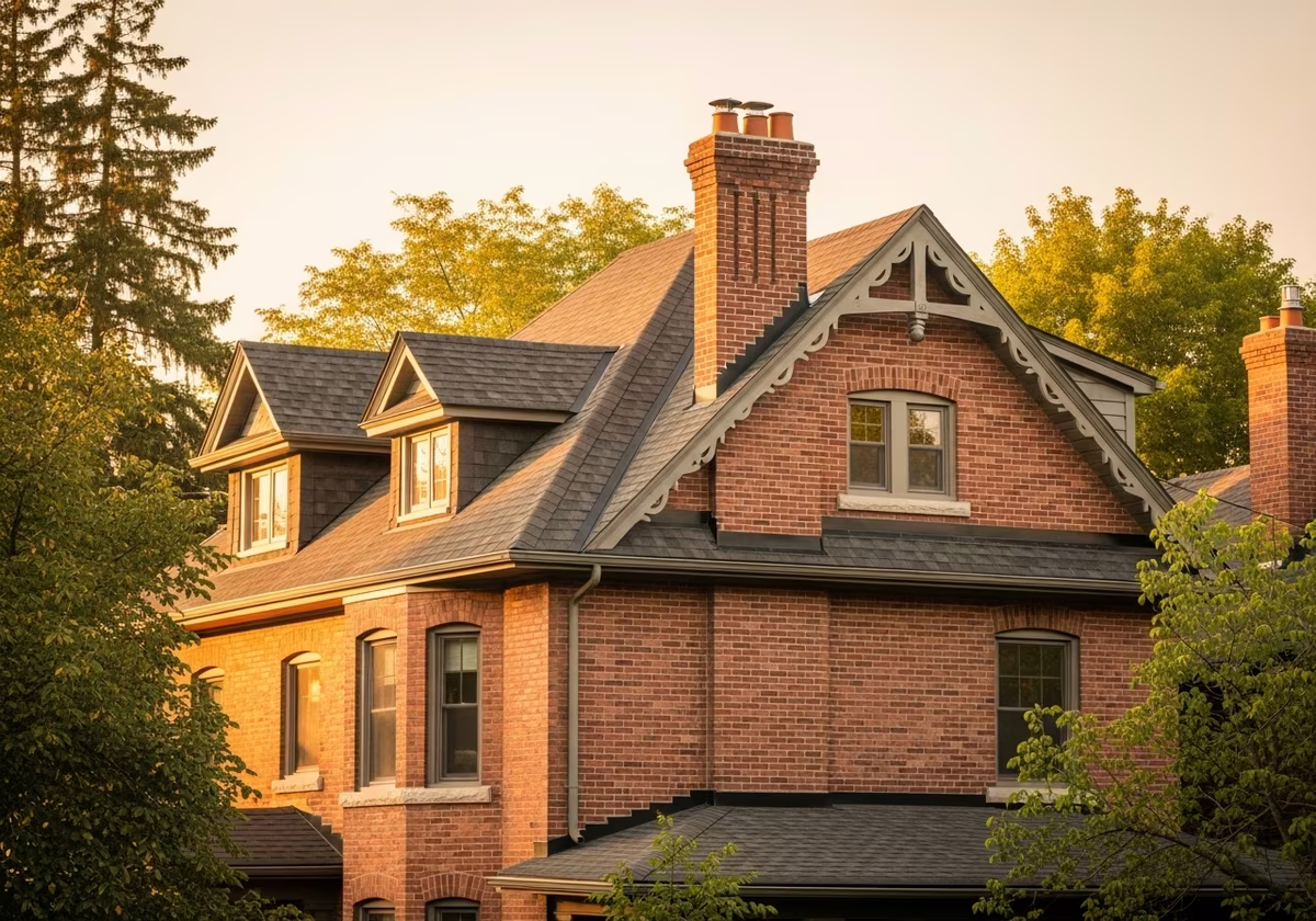 Completed chimney tuckpointing mortar repair in Toronto Edwardian heritage home - finished result