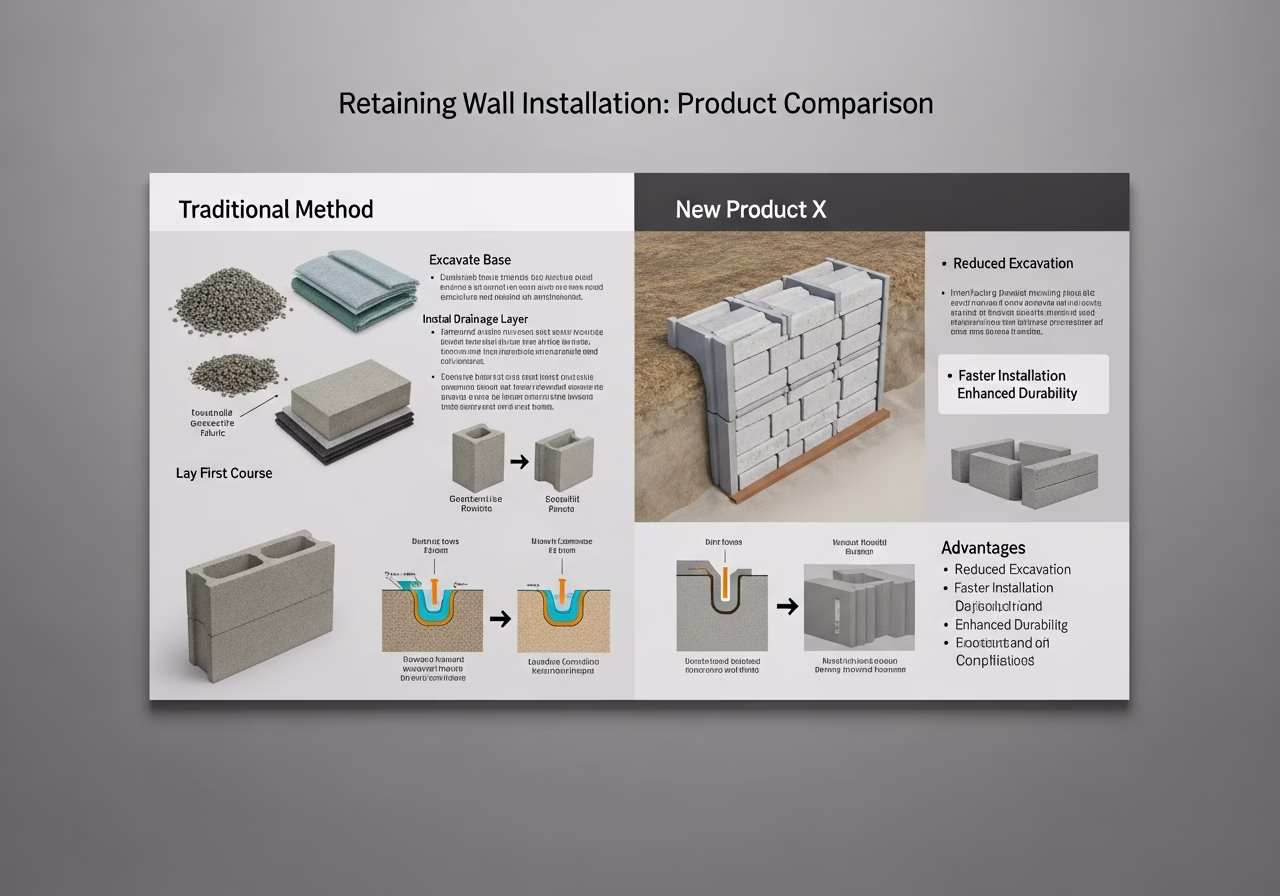 Retaining Wall Installation brand and material comparison