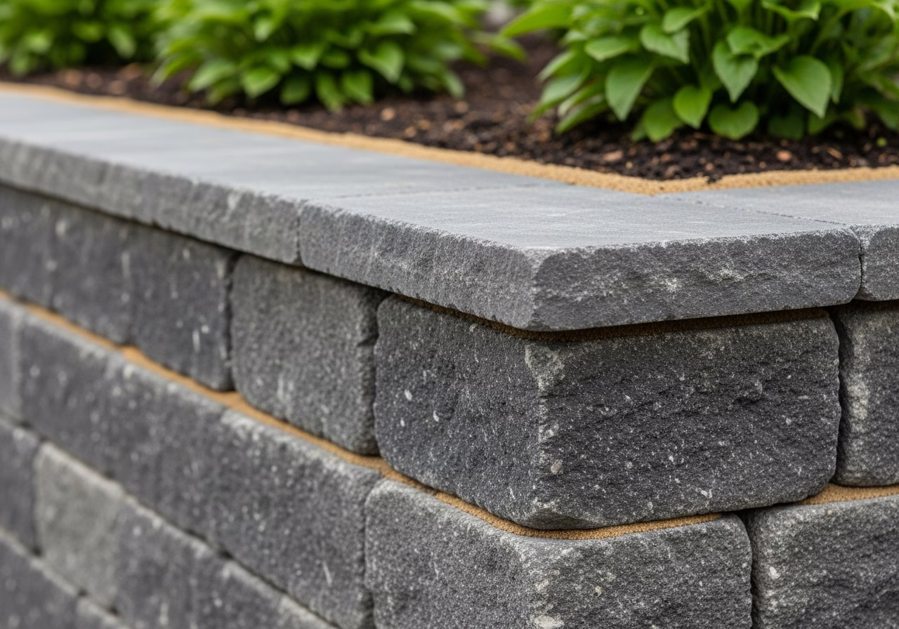 Close-up detail of professionally completed Retaining Wall Installation