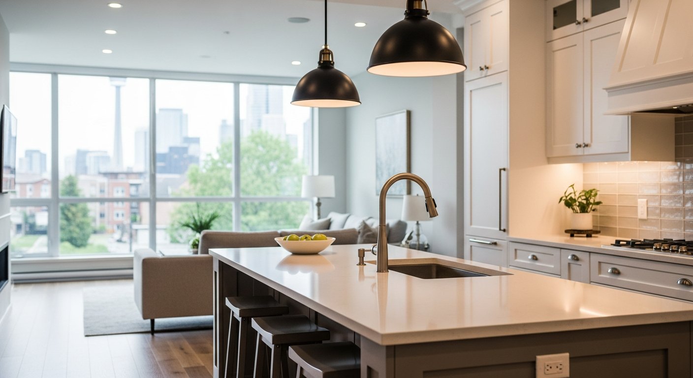 Editorial detail of a Burlington condo renovation install — visible quality finish