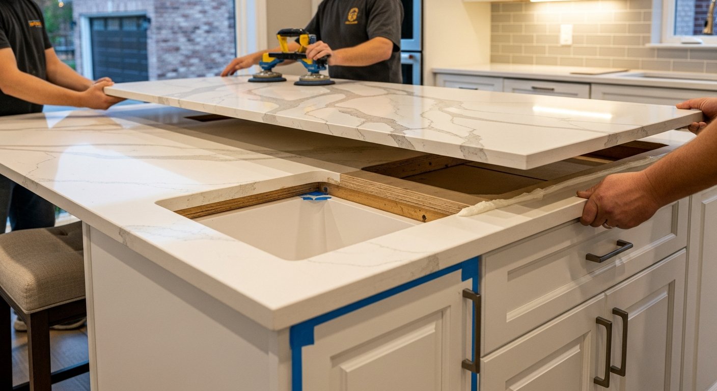 Editorial detail of a Whitby countertop replacement install โ visible quality finish