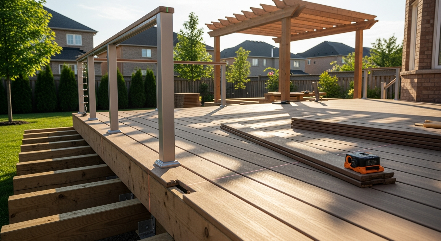 Recently completed deck building & construction renovation in a Brampton home