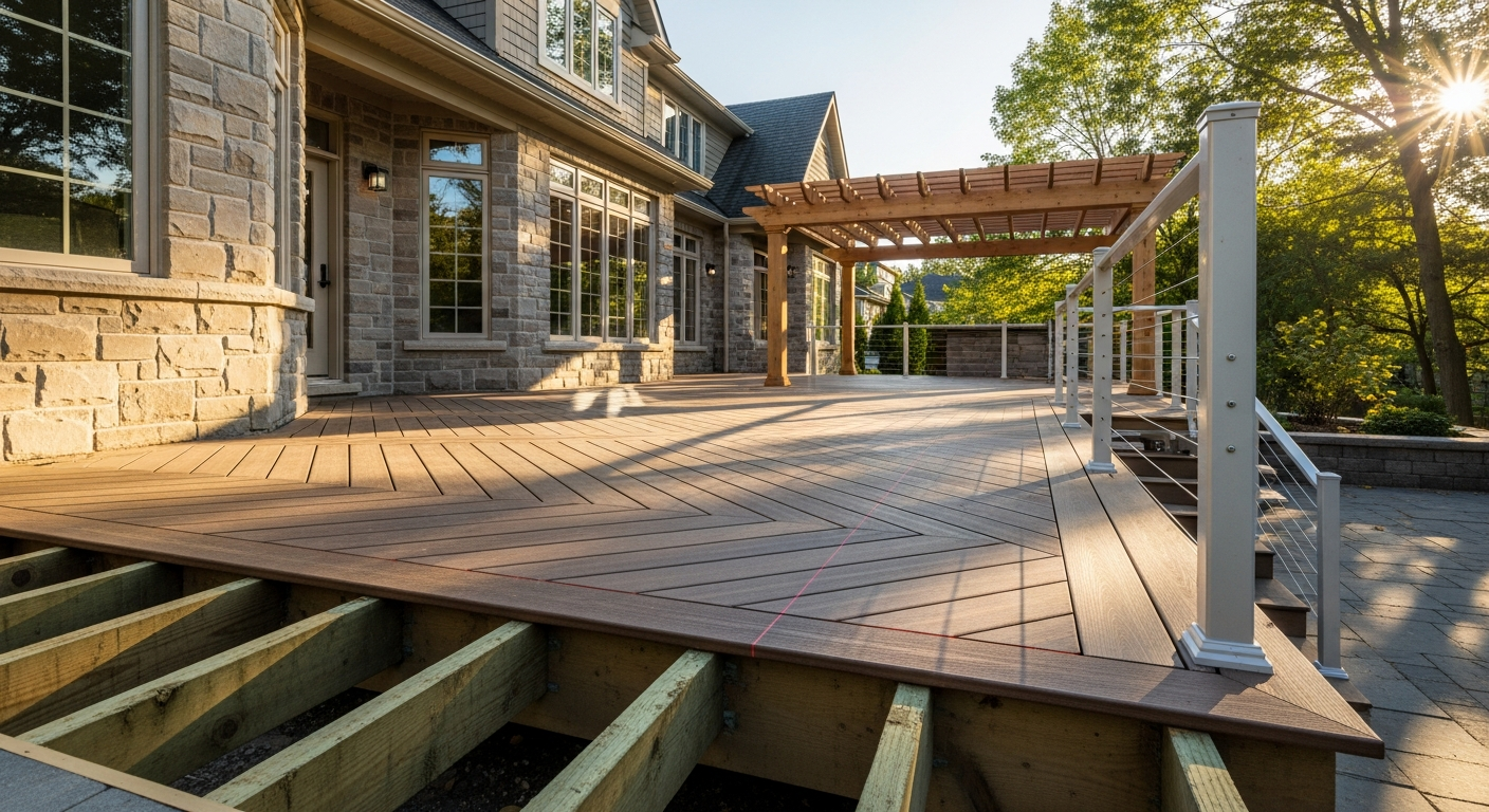 Editorial detail of a Caledon deck building & construction install — visible quality finish