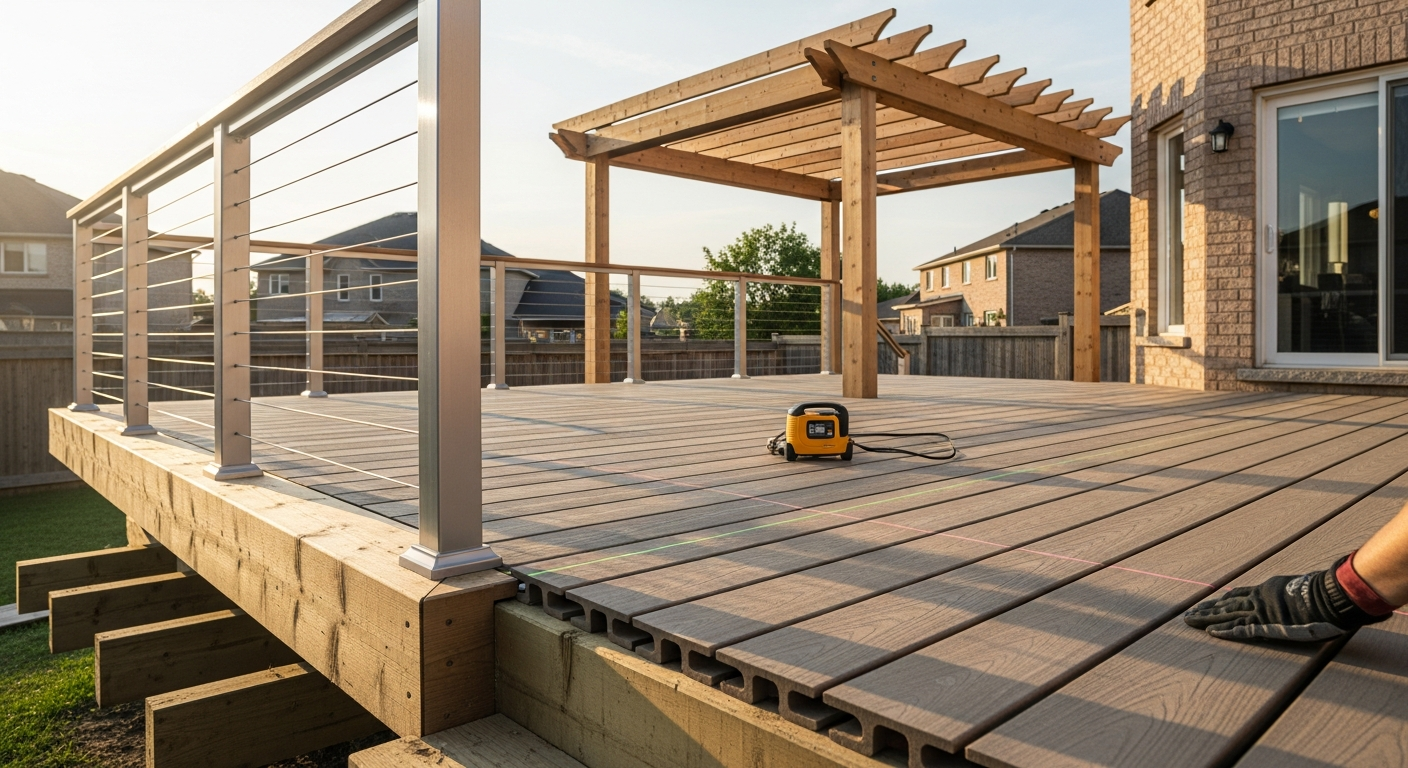 Recently completed deck building & construction renovation in a Clarington home
