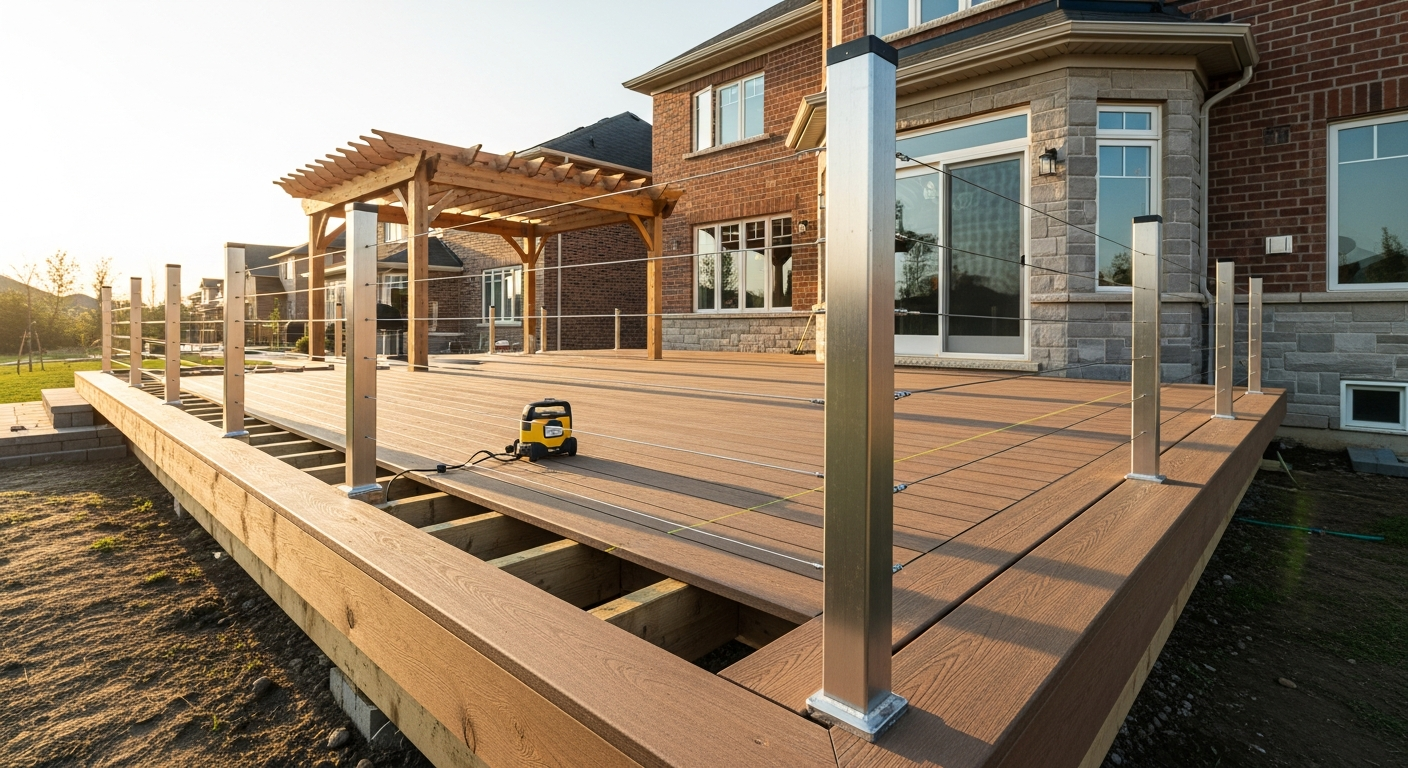 Editorial detail of a East Gwillimbury deck building & construction install — visible quality finish