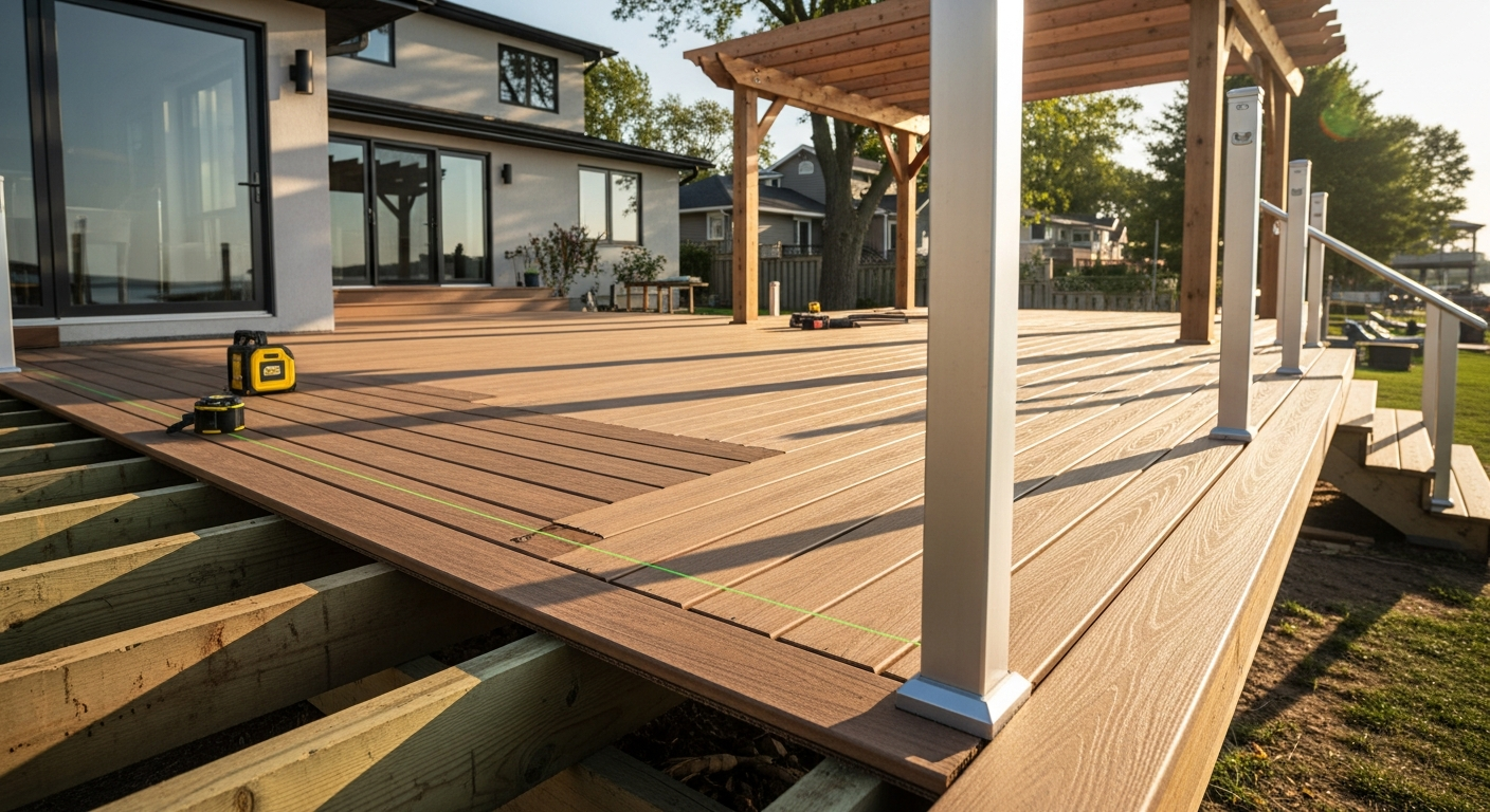 Completed deck building & construction work showcasing finishing details in Georgina