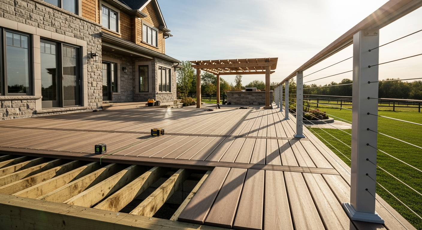 Detail view of a deck building & construction job finished in King City — expert craftsmanship