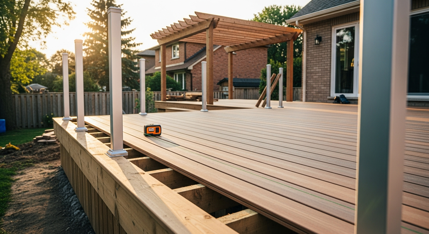 Recently completed deck building & construction renovation in a Oshawa home