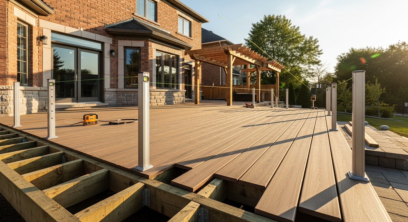 Recently completed deck building & construction renovation in a Stouffville home