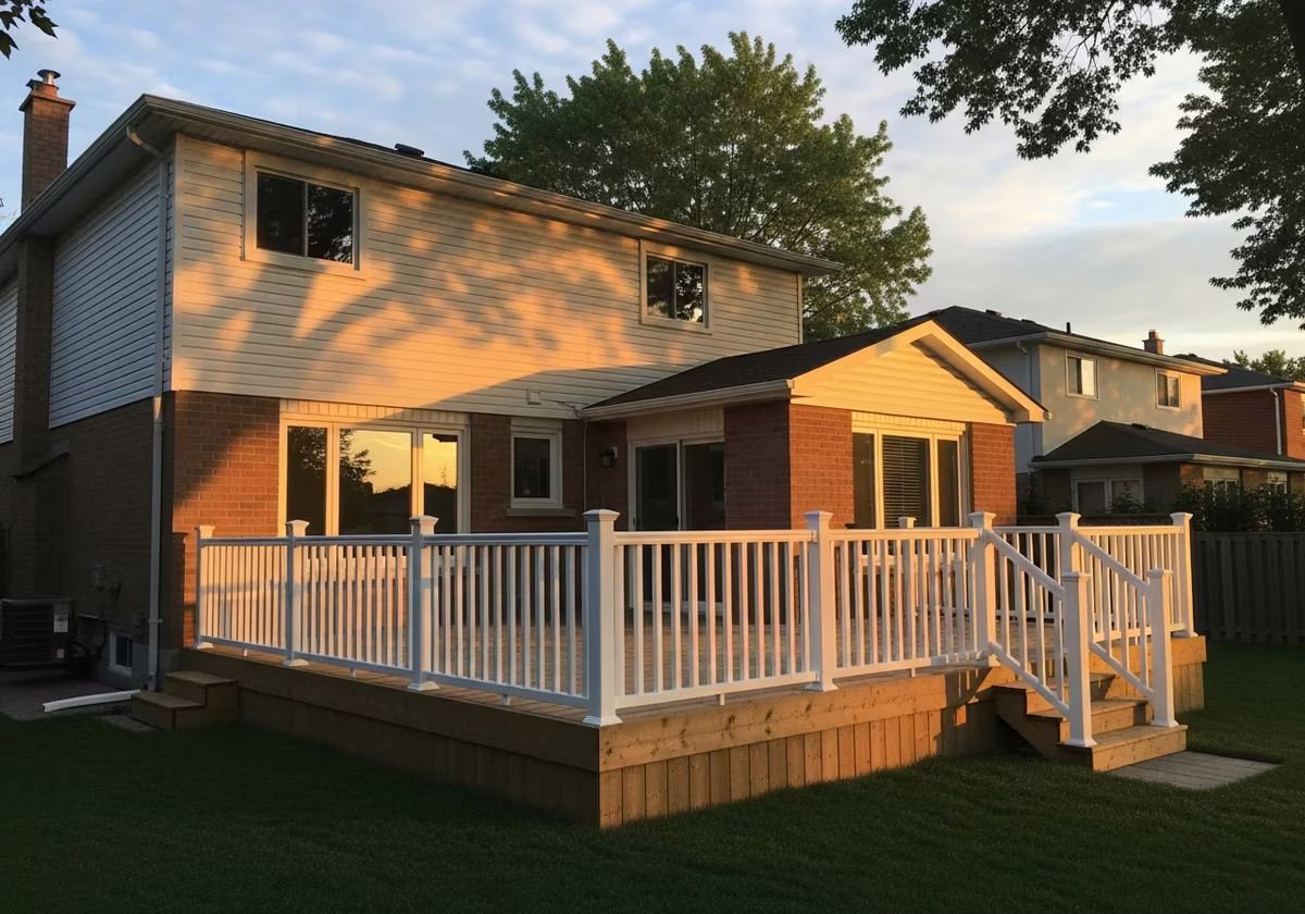 Completed deck railing installation in Toronto suburban home - finished result