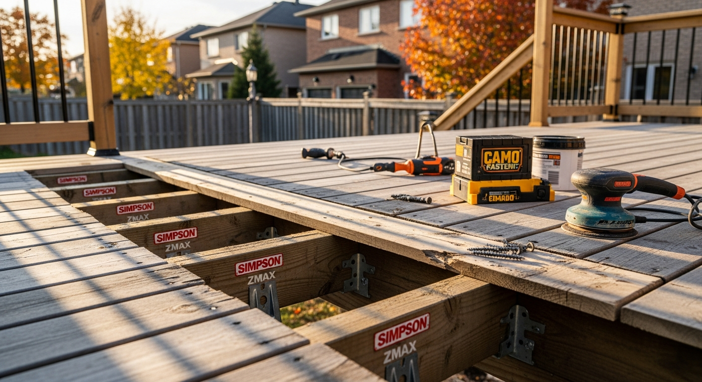 Recently completed deck repair & restoration renovation in a Clarington home
