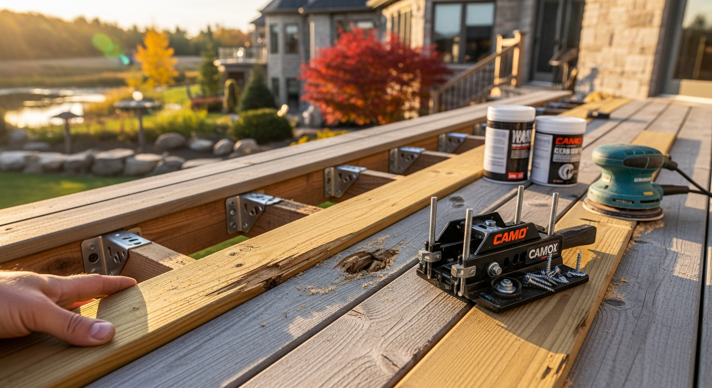 Detail view of a deck repair & restoration job finished in King City โ expert craftsmanship