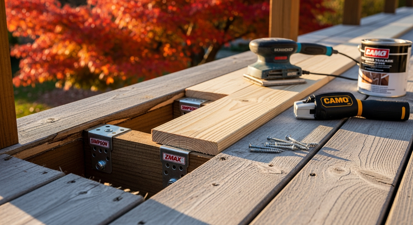 Recently completed deck repair & restoration renovation in a Milton home