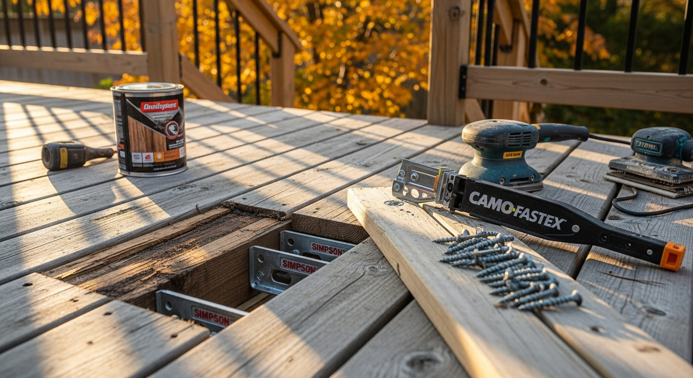 Recently completed deck repair & restoration renovation in a Mississauga home