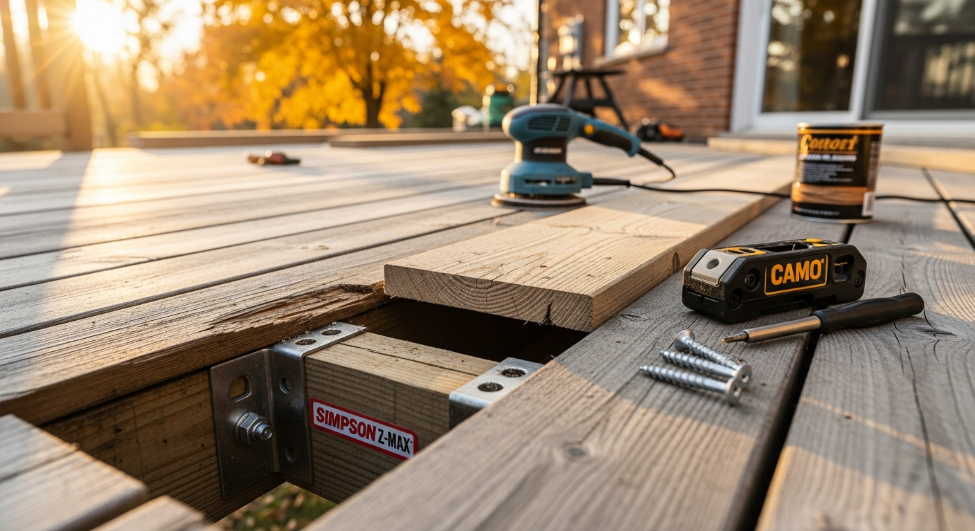 Deck Repair & Restoration portfolio close-up from a Scugog renovation by RenoHouse