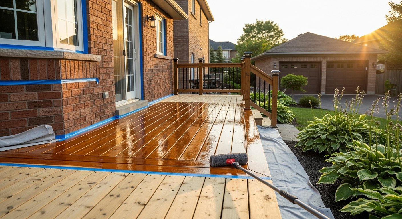 Newmarket deck staining & finishing portfolio sample β finished by licensed RenoHouse crew