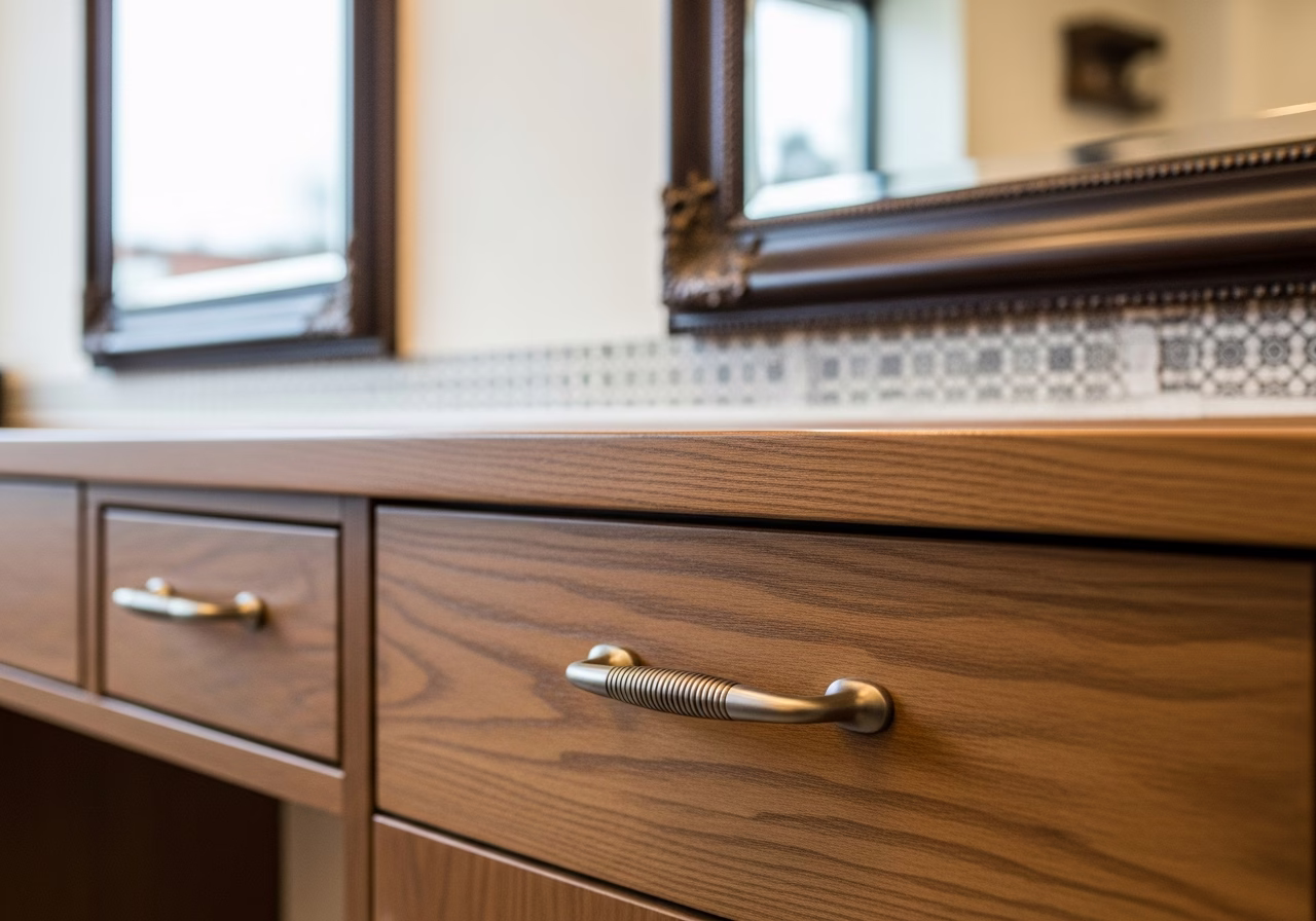 Close-up detail of professionally completed Barbershop & Salon Buildout