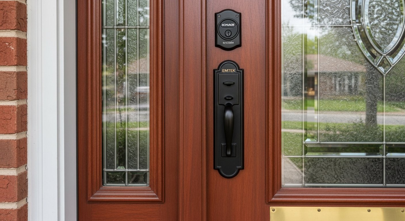 Detail view of a door hardware installation job finished in Pickering — expert craftsmanship