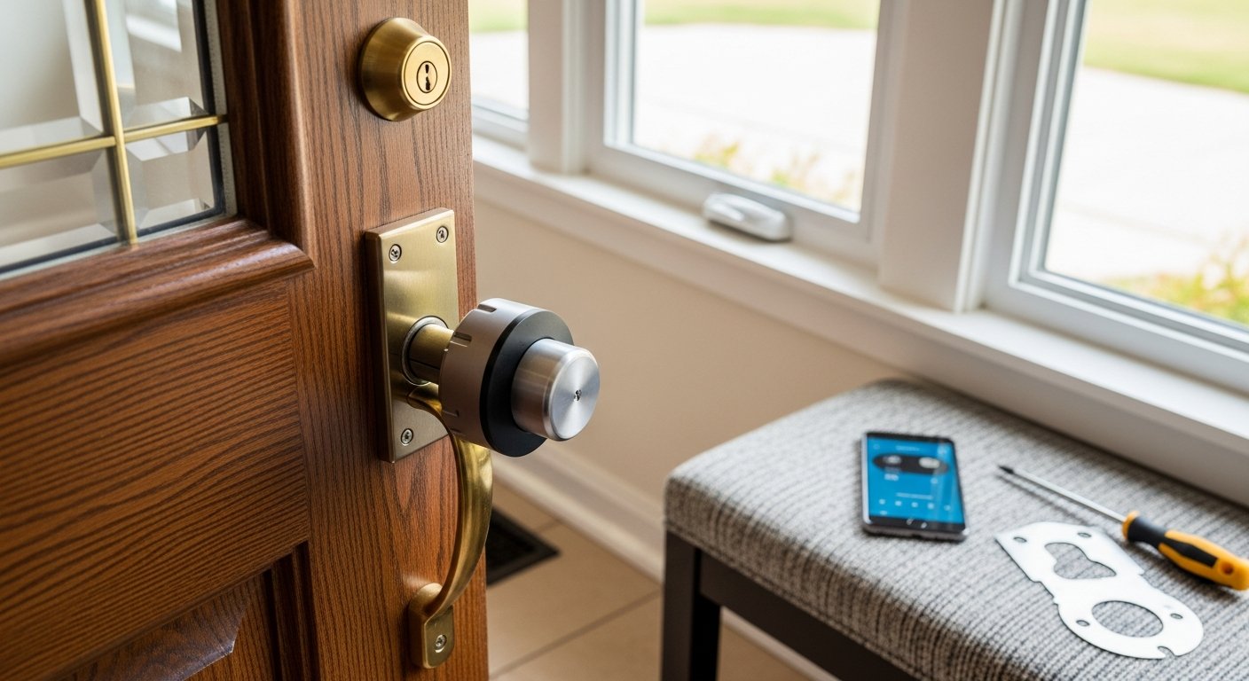 Recent Burlington-area door lock installation & upgrade project — professional finish detail