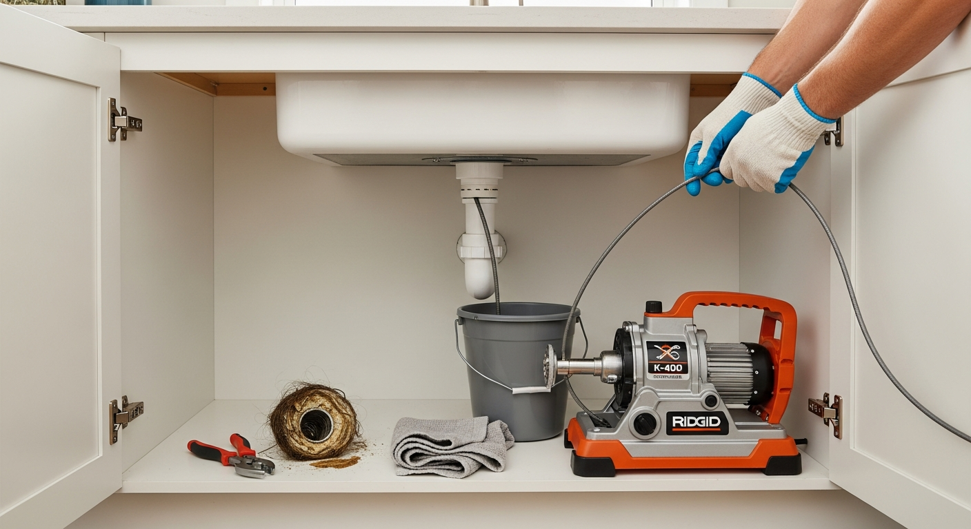 On-site drain cleaning services install detail at a Brock property