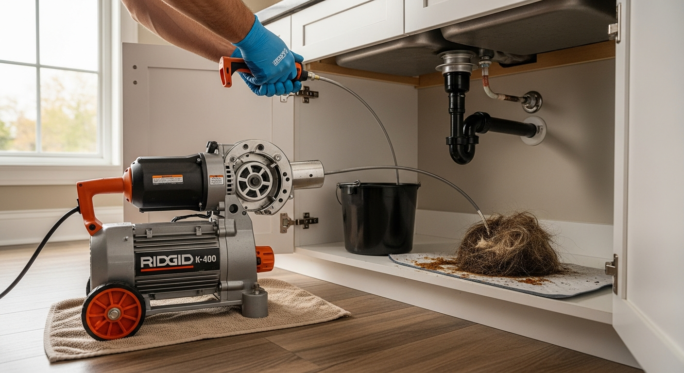 Close-up of professional drain cleaning services work delivered in Richmond Hill
