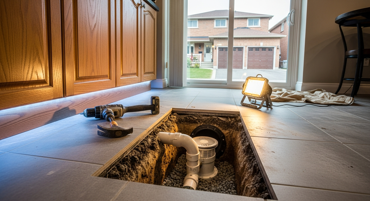 Final result of a drain repair project at a Ajax residence