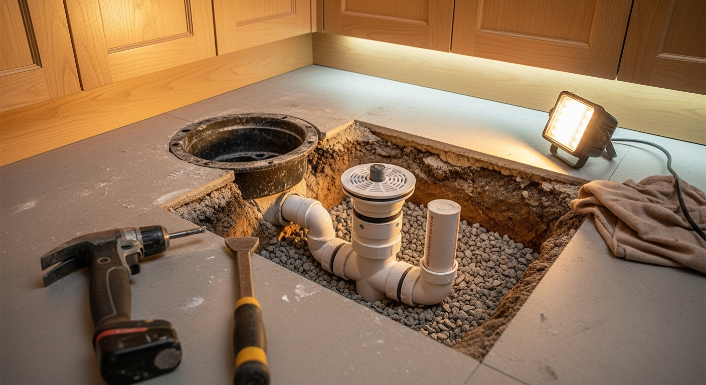 Completed drain repair work showcasing finishing details in Brampton