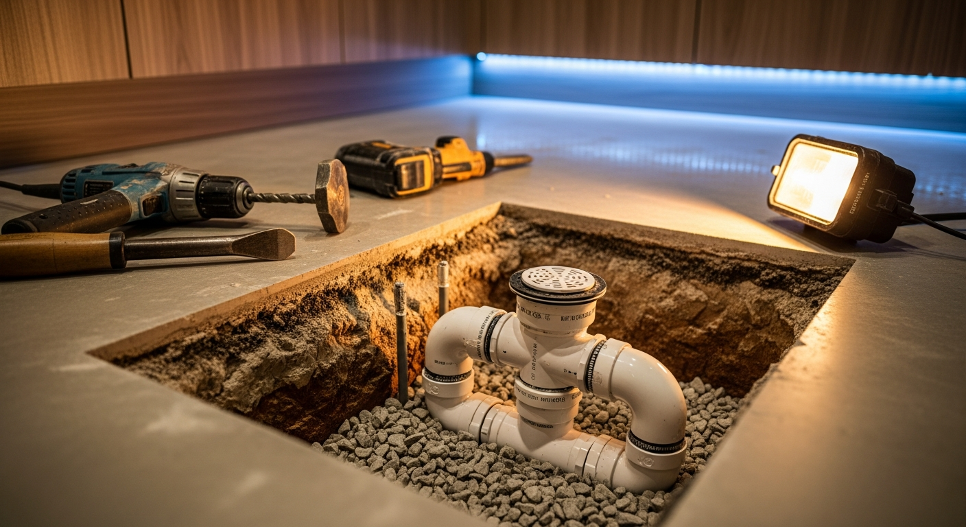 Detail view of a drain repair job finished in Brock — expert craftsmanship
